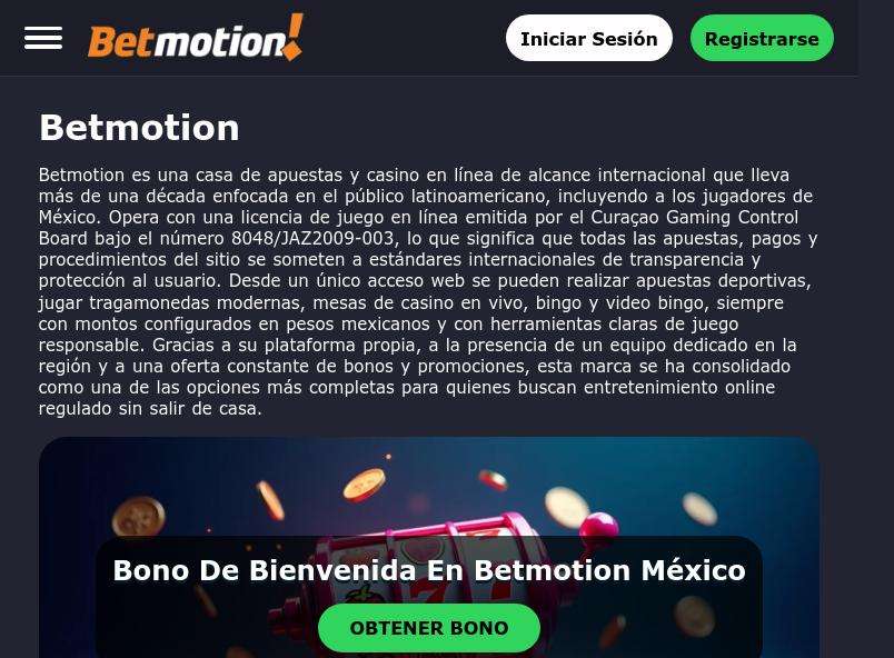 Bono De Bienvenida Betmotion México: Cómo Activarlo Y Condiciones De Apuesta