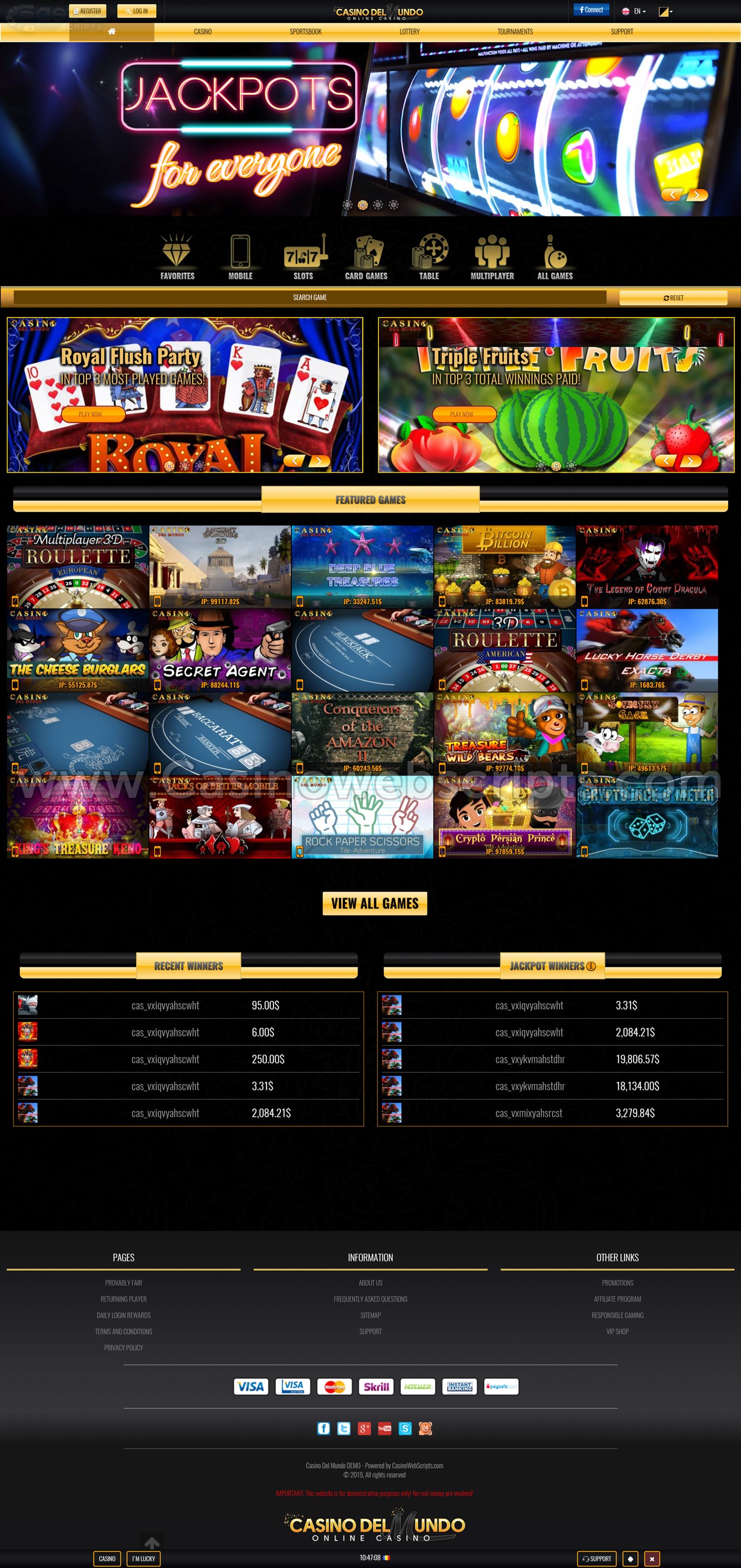 Try our casino website demo